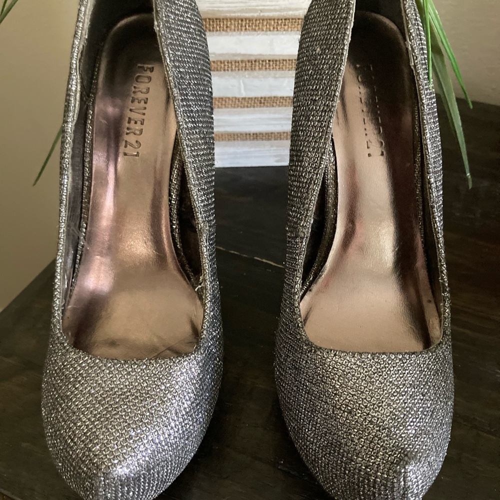 Woman silver heels